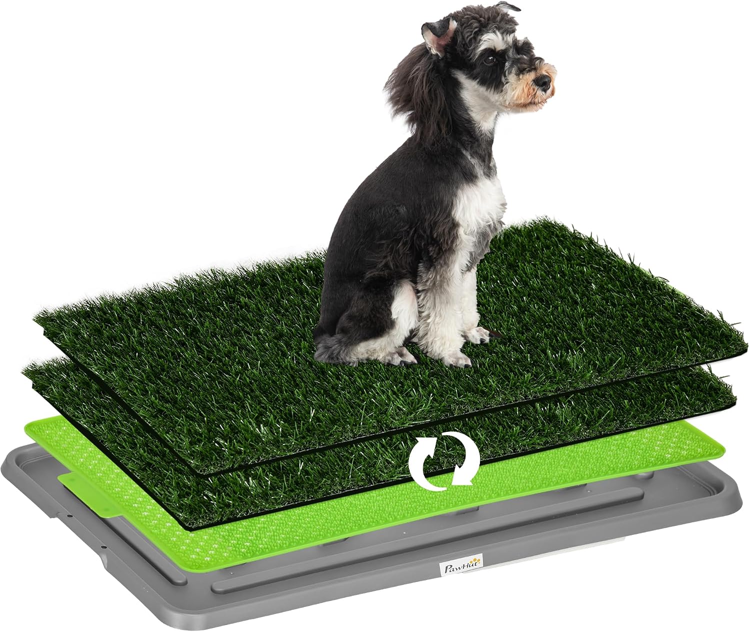 PawHut Dog Toilet with Grass 67 x 41 cm Dog Toilet Training Mat with 2 Interchangeable Artificial Grass Puppy Toilet for Small Dogs Large Dogs Older
