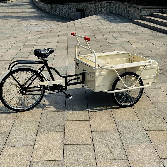 Side Unloading Pedal Cargo Tricycle with Flip Side Panels, Three Wheel Hauling Bicycle, Large Capacity Bed for Construction Debris, Garden Mulch & Bulk Goods Transport,D