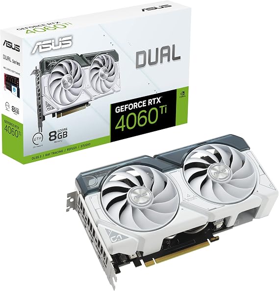 ASUS Dual GeForce RTX™ 4060 Ti White Edition 8GB GDDR6 (PCIe 4.0, 8GB GDDR6, DLSS 3, HDMI 2.1, DisplayPort 1.4a, Axial-tech Fan Design, 0dB Technology, and More)