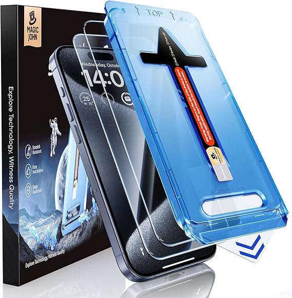 MAGIC JOHN 2 Pack for iPhone 15 Pro Screen Protector