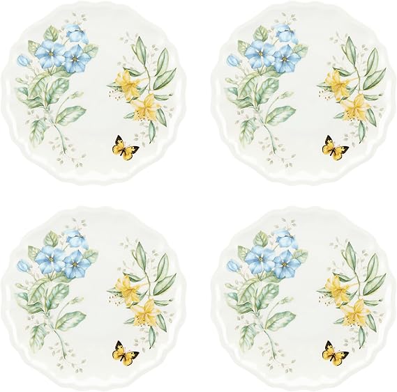 Lenox Butterfly Meadow Melamine Dinner Plates (Set of 4), White
