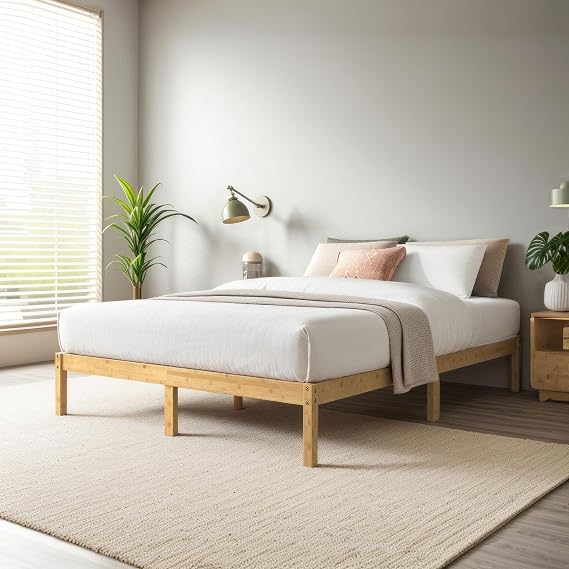 ZINUS Bamboo Bed Frame, Wood, Double Natural, Bamboo Metal, Sustainable, Environmentally Sustainable, Quiet, Under Bed Storage, Durable, Breathable, Heavy Duty, Bed, Easy Assembly, Tools Included, Ginus, Genuine Japanese Product, BBS
