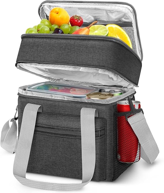 EEEKit Cool Bag Lunch Box: Double Deck Insulated Cooler Bag for Work/Picnic