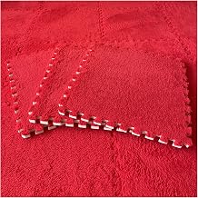 12 Pcs Interlocking Carpet Tiles, Plush Foam Square Floor Mats Set, Puzzle Floor Mat For Living Room, Bedroom And Hard Floor, 12 Tiles/12 Sq.Ft(Color:Red)