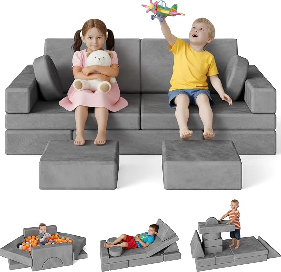 GITAWUSA 18Pcs Play Couch for Kids,Modular Kids Play Couch for Playroom Bedroom Living Room，Multifunctional Convertible Sofa for Boys & Girls