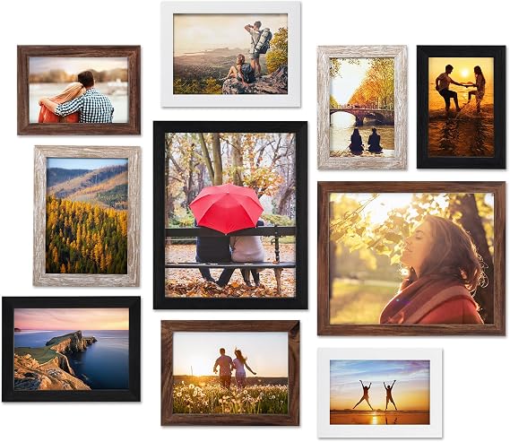 Giftgarden 10 Pack Multi Colors Picture Frames for Multiple Sizes Photos