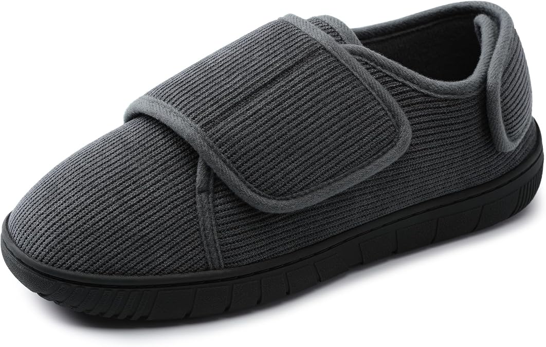 Mens Slippers With Memory Foam Comfy Adjustable Indoor Outdoor House Slippers for Men
