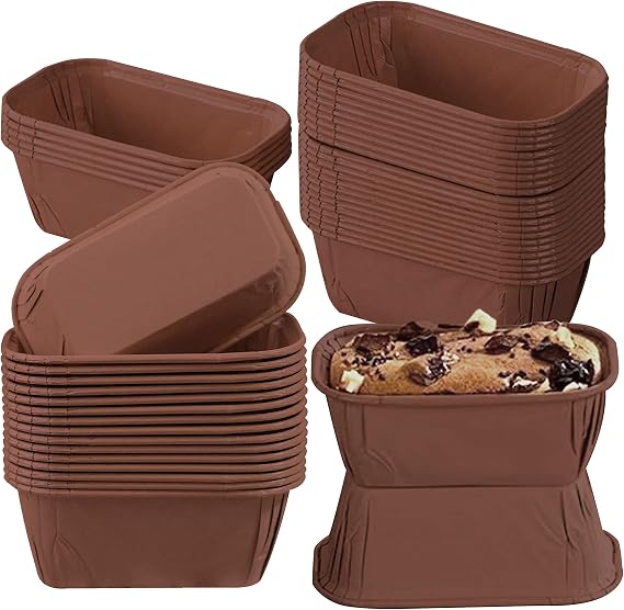 50Pcs Rectangular Mini Loaf Cake Cases, Greaseproof Paper Cupcake Liners, Mini Paper Loaf Tin, Greaseproof Moulds for Baking Bread Muffins