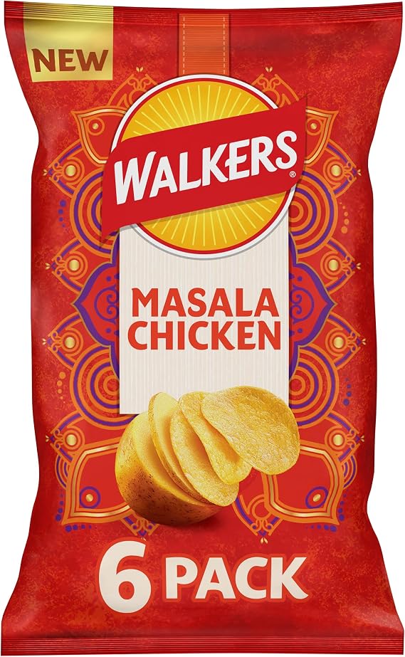 Walkers Crisps Masala Chicken Flavour Multipack 6x25g