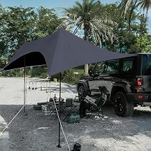 3.5x5m Generic Campervan Awning Black Rubber Full Blackout UV Protection Car Canopy Suitable for Cars Vans and Camper Vans Protects Against Sun and Rain Camping Tarp Shelter (Black, 5x3.5x2 m)
