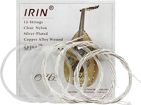 Oud Strings, Nylon Silver Plated Copper Alloy Clear Normal Tension Oud Strings Set Replacement Accessory (12 strings)