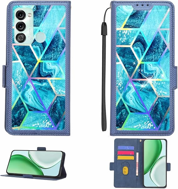 Aroepurt Case Compatible for Vimoq Vision 3 S661ls S661lo-N S661lo Phone Case Flip Cover [with Tempered Glass Screen Protector][RFID Blocking][Colorful Reflect Light] LPT-LS