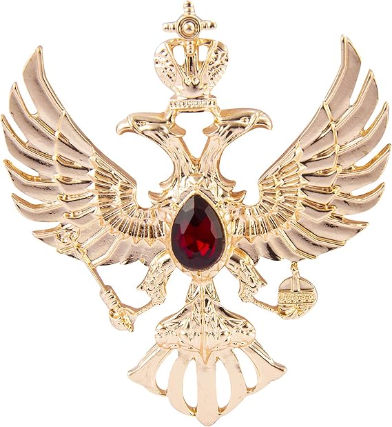 Brooch Lapel Pin for Men Double Headed Eagle with Winged Stone Detailing Lapel Pin Badge Coat Suit Jacket Wedding Gift Party Shirt Collar Accessories Brooch