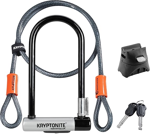 Kryptonite Kryptolok standart bisiklet kilidi + Kryptoflex 2017 kablo