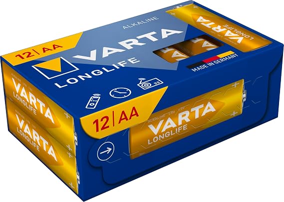 Varta バッテリー 単3形 12個パック 長寿命 アルカリ 1.5v キューブ リモコン/目覚まし時計/ラジオ/壁掛け時計に最適 90%リサイクルパッケージ ドイツ製