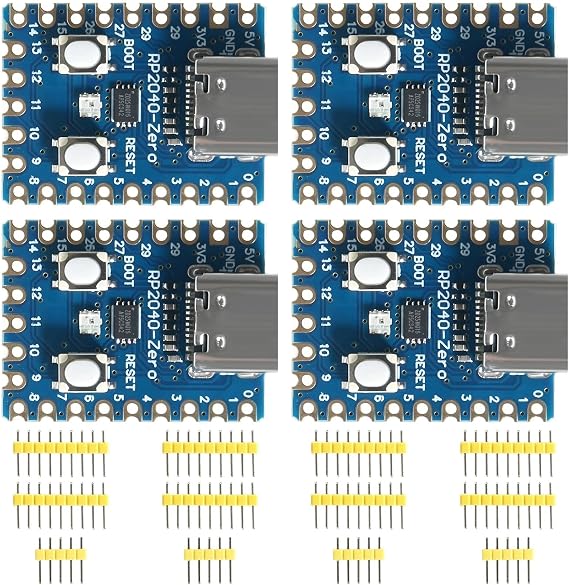 RP2040-Zeroボード、デュアルコアCortex M0+、Pico 2MBフラッシュ4個パック。