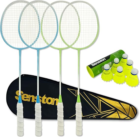 Senston Badminton Racket Set Of 4 For Family Use With Shuttlecocks