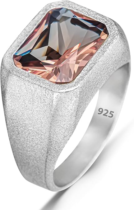 925 Sterling Silver Basic Rectangle Color Changing Zultanite Stone Alexandrite Men's Ring