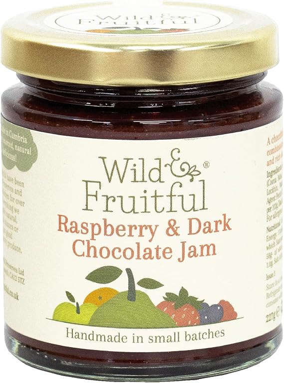 Wild & Fruitful Raspberry & Dark Chocolate Jam - 227g Jar | Indulgent Chocolate & Raspberry Spread | Hand Made in Cumbria