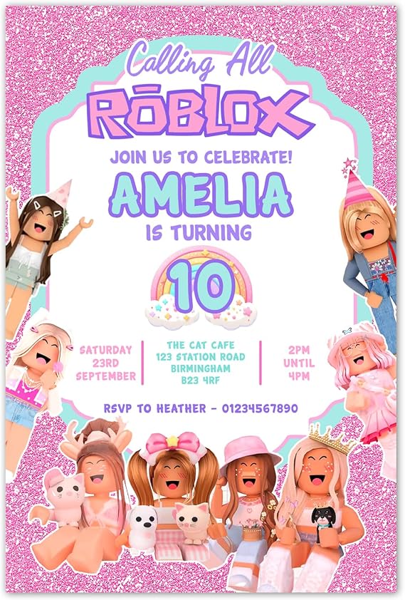 Roblox Invitations, Personalised Gaming Birthday Party Invites, Boys, Girls, Roblox Invites | PACK OF 10 WITH ENVELOPES