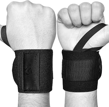 AQF Power Weight Lifting Wrist Wraps Supports Gym Training Fist Straps - Sold as Pair & One Size Fits All