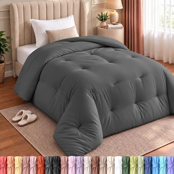 Utopia Bedding All Season Down Alternative Quilted Twin/Twin XL Comforter - Duvet Insert with Corner Tabs- Machine Washable – Bed Comforter - Grey