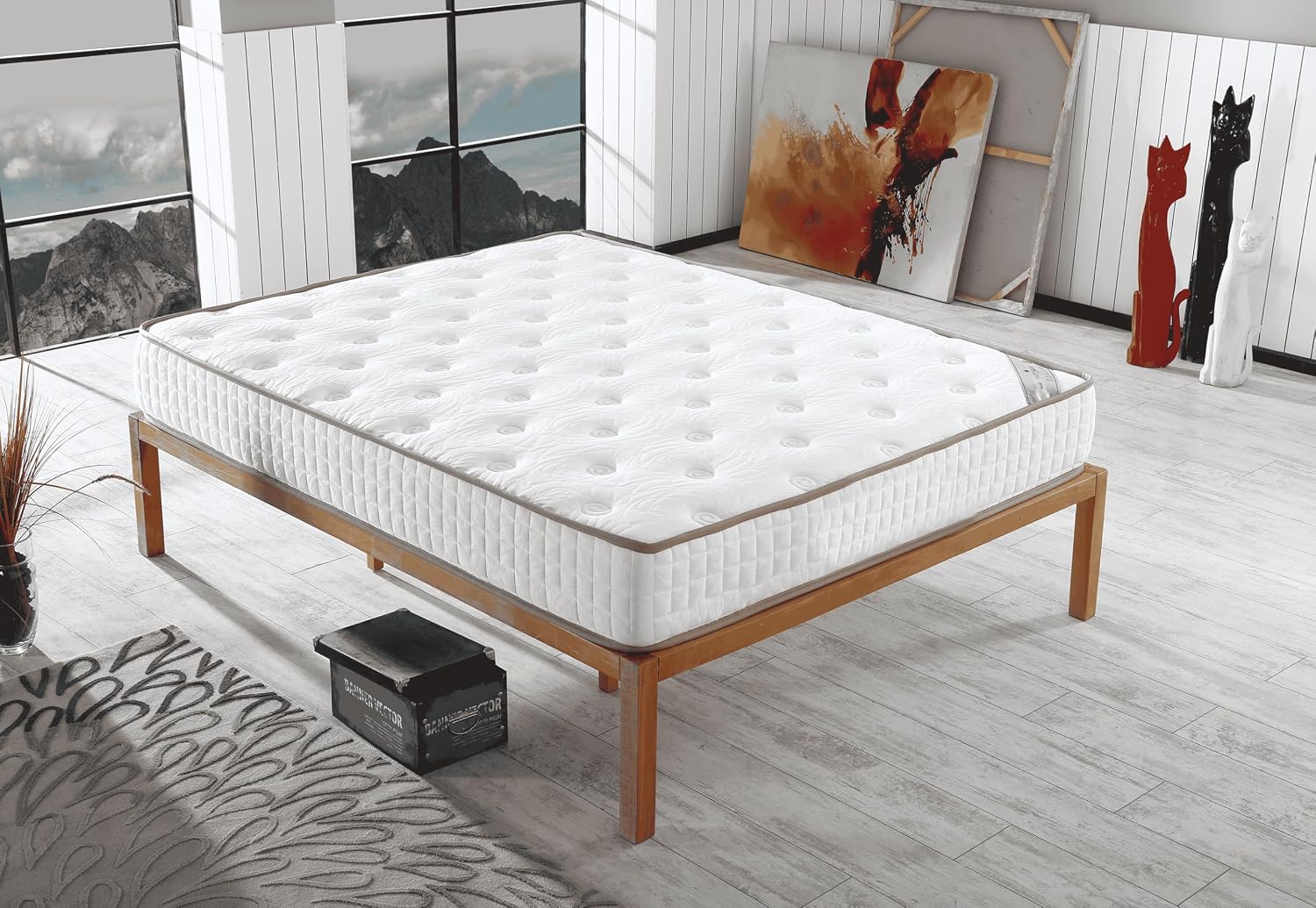 Paket Yaylı Ortopedik Yatak, Antrasit, 200x150x30 cm, Çift Taraflı Yumuşak, Orta Sert, Yetişkin 100 x 200