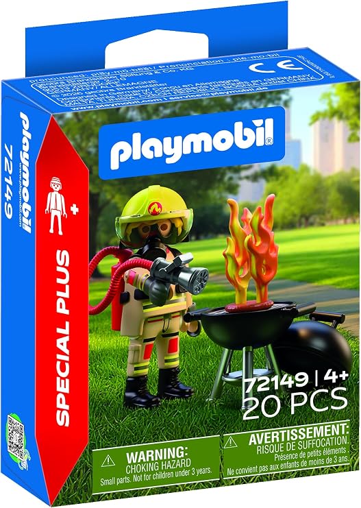 Playmobil Firefighter with Source of Fire, City Action, Role-Play Set, for Ages 4 and Up