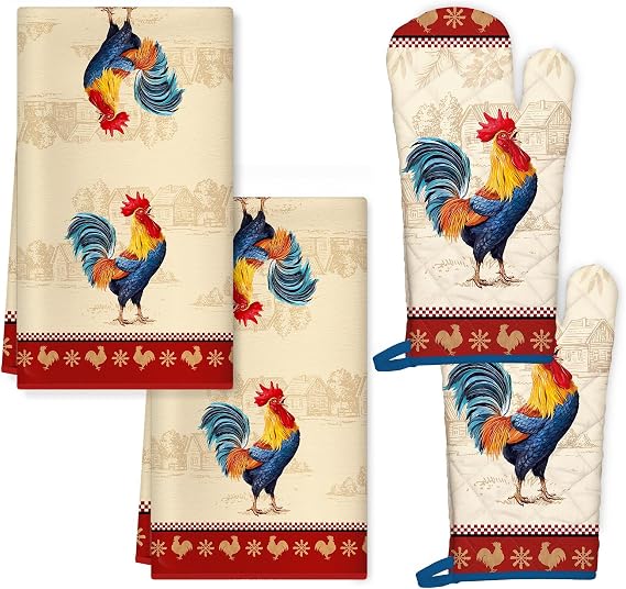 Taps and 4 Pieces Oven Glove and Pot Holder Set of 4 Cotton