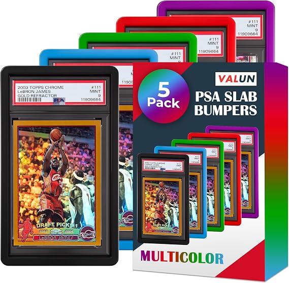 PSA Slab Bumper 5 Pack (Multi-Color) – Hard TPU PSA Slab Protector Guard for Graded Cards – PSA Slab Bumper Guard for PSA Slabs – Card Slab Protector for PSA Card Protection