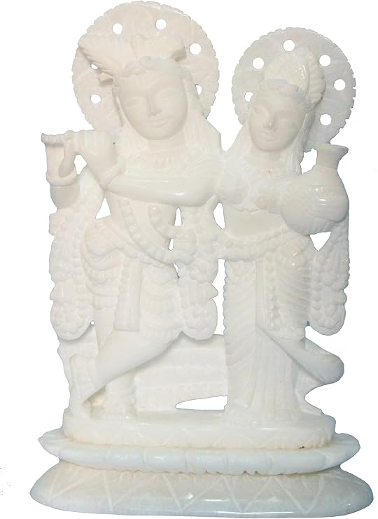StonKraft Brass Marble Radha Krishna Radha (7" Marble)