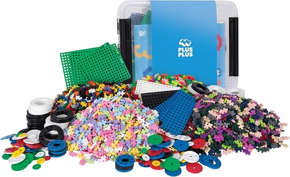 Plus-Plus 9603903, Ingenious Construction Toy, Creative Building Blocks Box, Large Mix, 2000 Pieces