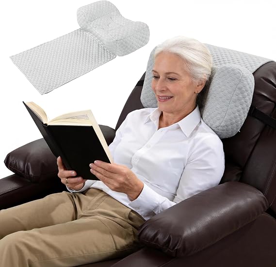 Shredded Memory Foam Neck Pillow for Recliners, Ergonomic Cervical Support Headrest Cushion for Neck Pain Relief, Cooling Chair Neck Pillow for Home Office & Sofa Use, Side Sleeping Friendly