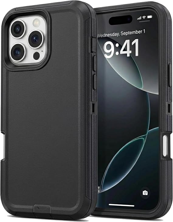 Apple iPhone 16 Pro Max 6.9インチ 頑丈なケース 高耐久 耐衝撃 防塵/落下防止 二層カバー ブラック