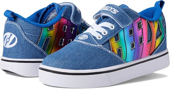 HEELYS Girls Pro 20 X2 Little Kid/Big Kid, Blue/Rainbow, 6 Little Kid, Blue/Rainbow