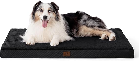 Bedsure Orthopedic Dog Bed with Washable Cover for Large, 104x74cm Black