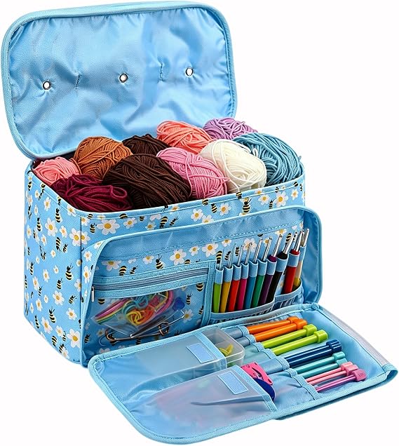 Large Knitting Bag for Wool and Needles Storage, Crochet Hook Storage