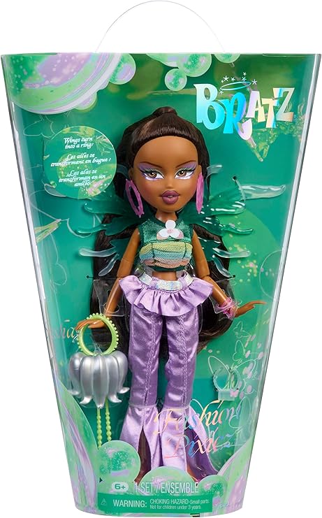 Bratz Fashion Pixiez Sasha - Collectible Fantasy Doll with Real Fashions and Accessories, Wings Transform into a Ring, Purple, 11.5 inch
