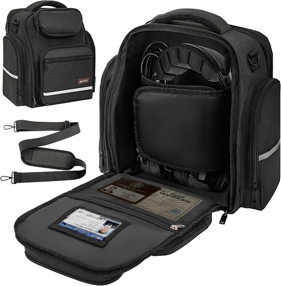 Pilot Flight Bag, Aviation Headset Pilot Bag with Padded Protection, Fits Aircraft Headset, iPad & Flight Accessories, Multiple Pockets & Shoulder Straps, Gift for Pilots, Black Bag Only