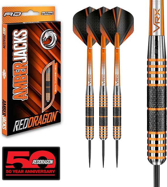 RED DRAGON Darts | Amberjack | Steel Tip | Tungsten Darts Set | 22g - 30g