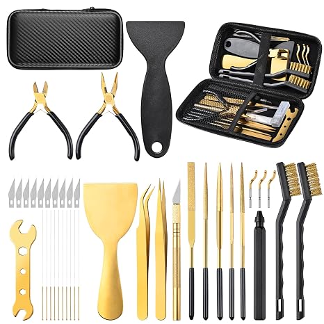 MAYJOY 3D Printer Tools Kit Essential with Tool Bag-3D Printing Accessories for Nozzle Cleaning, Model Removal & Finishing, Includes Cleaning Needles, Tweezers, Pliers, Engraving Knife, Deburring Tool