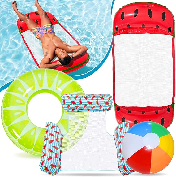 Lubibi 4 in 1 Pool Floats Set,Water Hammock，Floating Chair for Adults Kids