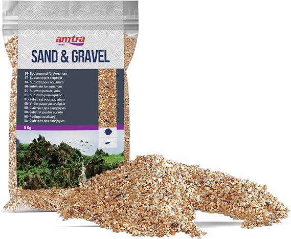 Amtra Amber Sand for Aquarium, Freshwater and Seawater Aquarium Bottom, Amber, Non-Toxic, 1-2mm, 5kg