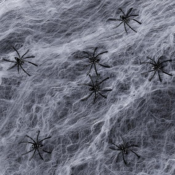Faburo 2PCS Halloween Spider Web Decoration with 30PCS Fake Spiders, Stretchable Spider Cob Web Spooky Spiderweb Cobweb Halloween Decoration