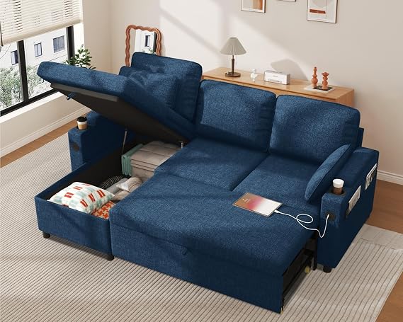 DURASPACE Sofa Bed Corner Couch with Storage 3 Seater L Shaped