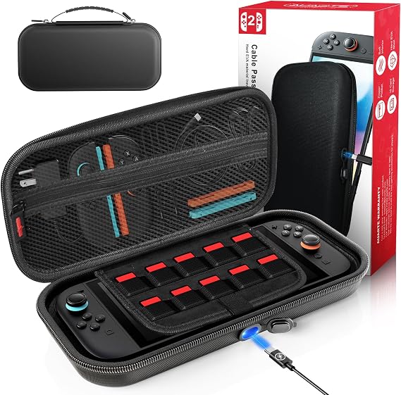 Case for Nintendo Switch 2, Travel Case with Charging Hole and 10 Game Card
