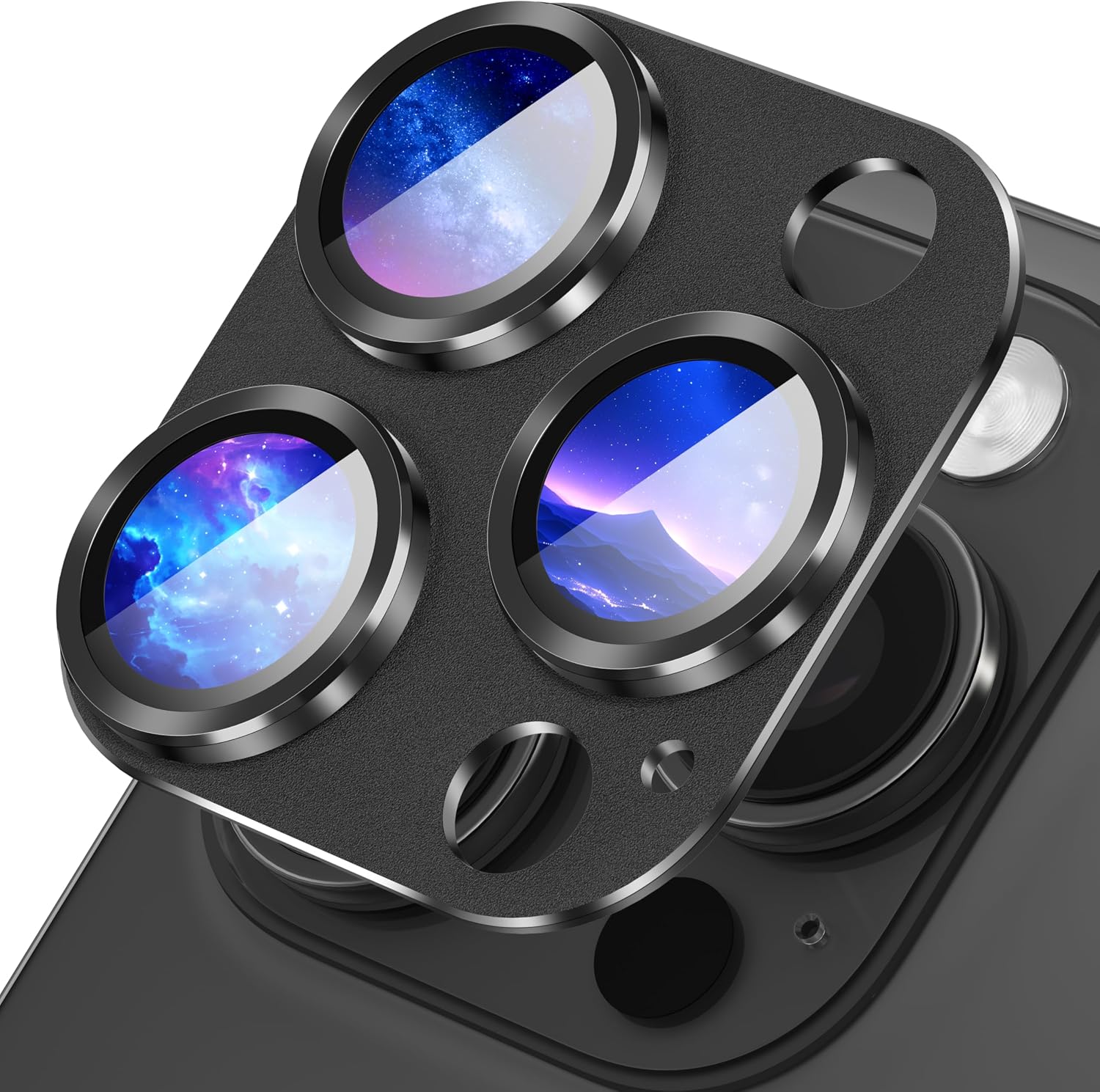 Diruite Camera Lens Protector for iPhone 16 Pro16 Pro Max Camera Protection 9 H Tempered Glass Made of Frosted Aluminum Alloy Camera Protector Titanium Black Integrated