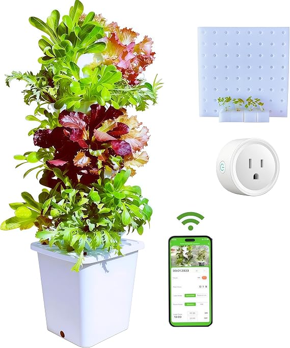 Hydroponic Growing System Kit - Indoor Smart Hydroponic Vertical Garden,30 Pods,with Pump System and Automatic Timer, White