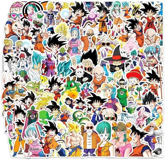 100 Pcs for Dragon Ball Stickers Cartoon PVC Sticker, Gifts for Laptop Water Bottle Skateboard Party Supplies Decorations Teens Kids