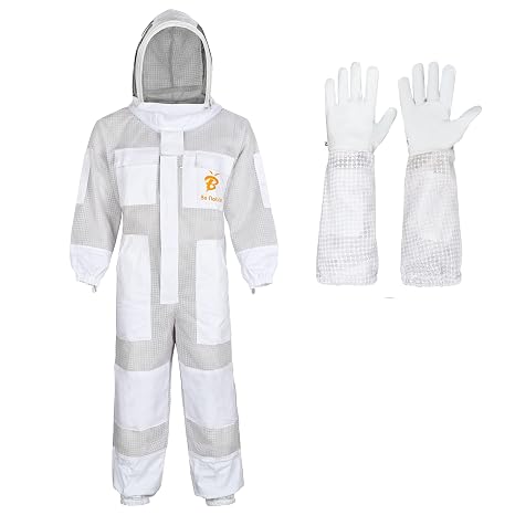 3 Layer Professional Beekeeping Suit - Heavy Duty Protective Bee Suit for Safe and Efficient Apiary Management. (XL)